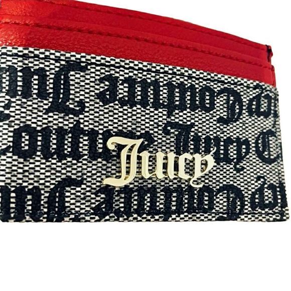 Juicy Couture Signature Logo Card Case Wallet (4" x 3") - Red/Black - Picture 3 of 11